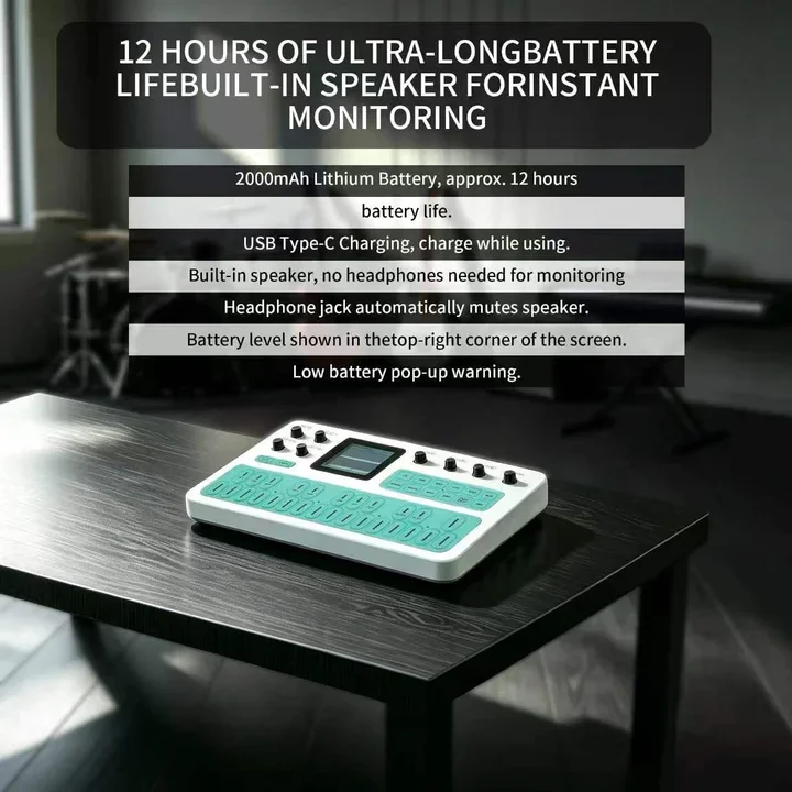 M-VAVE FM-1 White-Green Synthesizer – 128 Presets, Built-in Speaker, 12h Battery, Bluetooth MIDI, 6-Operator, 32-Algorithm