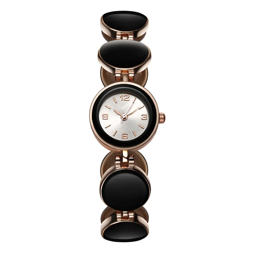 

Stylish Women Metal Quartz Bracelet Watch Black Scratch Proof Durable Lightweight Casual Quartz Watches for Women
