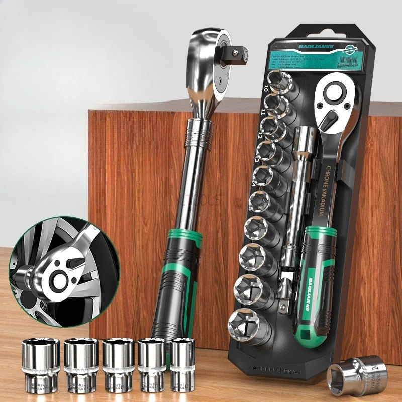 

Ratchet Socket Wrench Multifunctional Hexagonal Quick Wrench Time-saving Labor-saving Durable Adjustable for Maintenance Tools