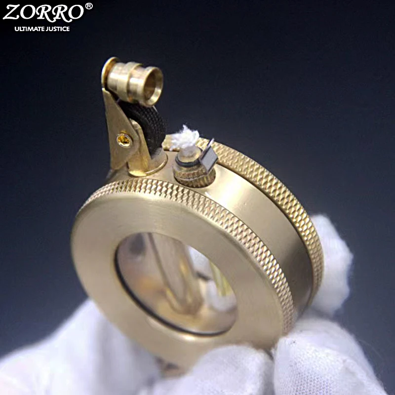 2022 ZORRO New Transparent Layer Warehouse Retro Kerosene Lighter Gift Collection Small and Convenient Original Copper Lighter