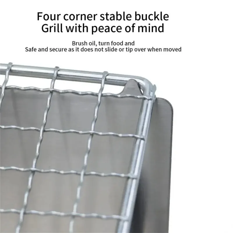 Stainless Steel BBQ Grill Portable Folding Heating Stoves Multifunction Camping Barbecue Grill Rack Net Firewood Stove