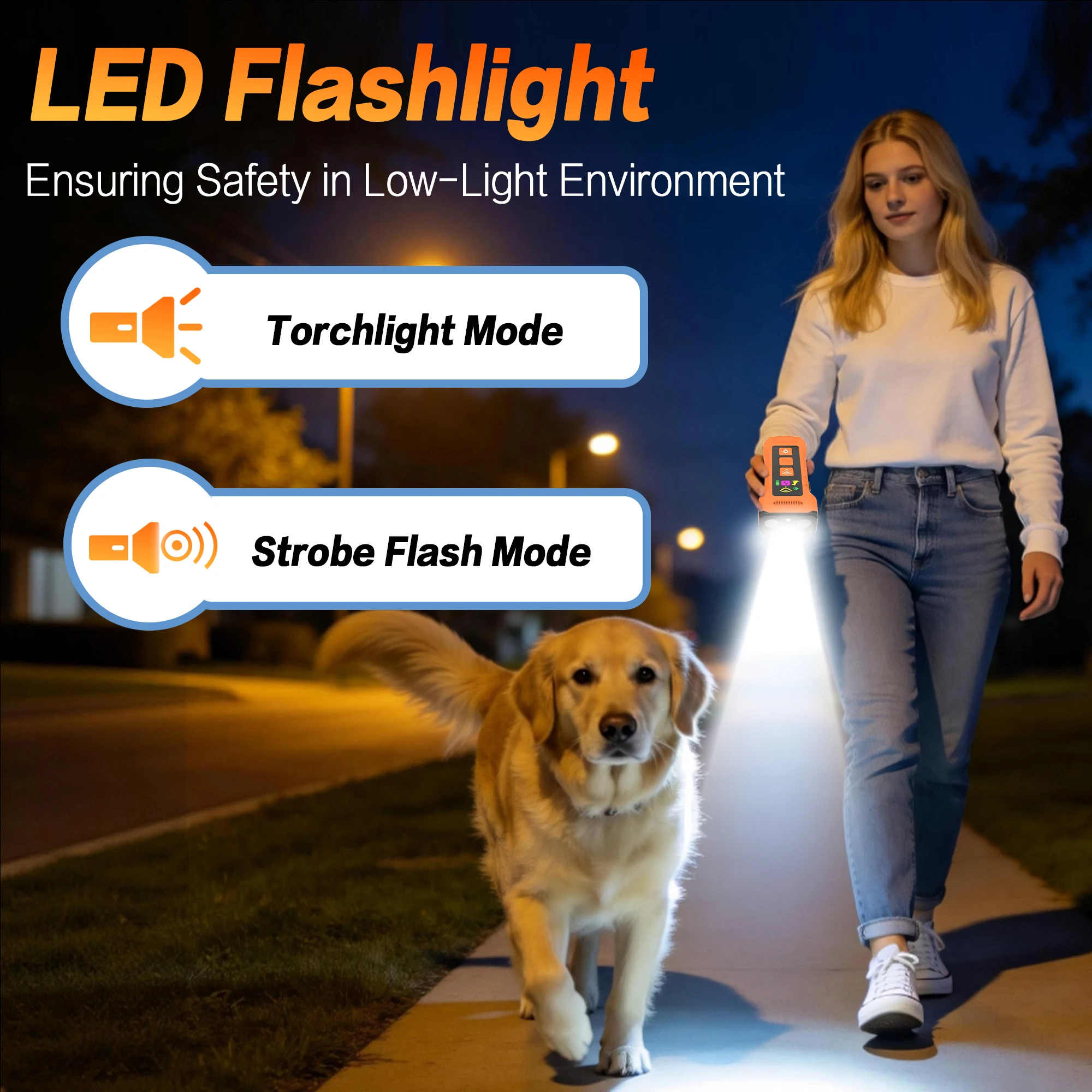 WXRPET Pet Dog Repeller Ultrasonic Dog Training Device Rechargeable Anti Dog Bark Deterrent Device With LED Flashlight - view 5