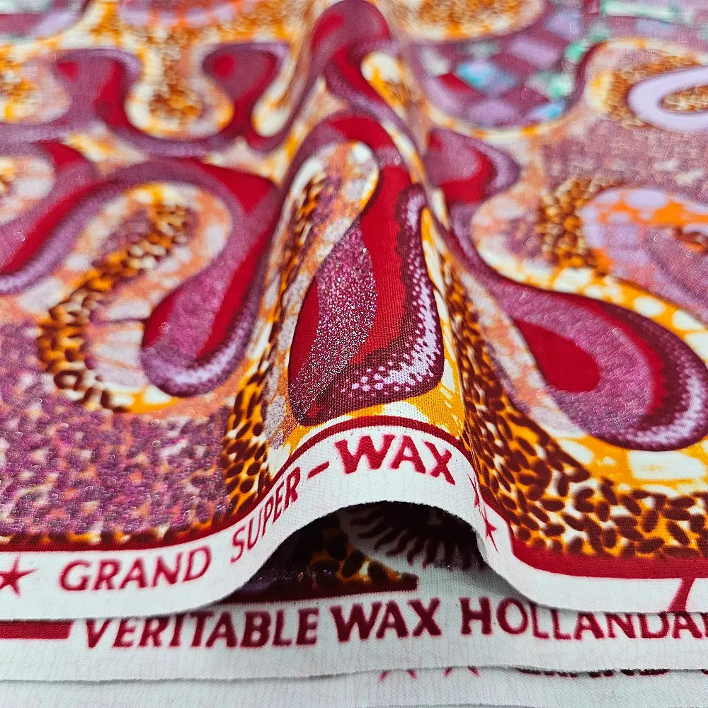 قماش شمع جراند سوبر هولندي أصلي، قماش شمع لامع لهولاند، لخياطة الملابس، التنورة، ديكو الزفاف والمهرجانات #4