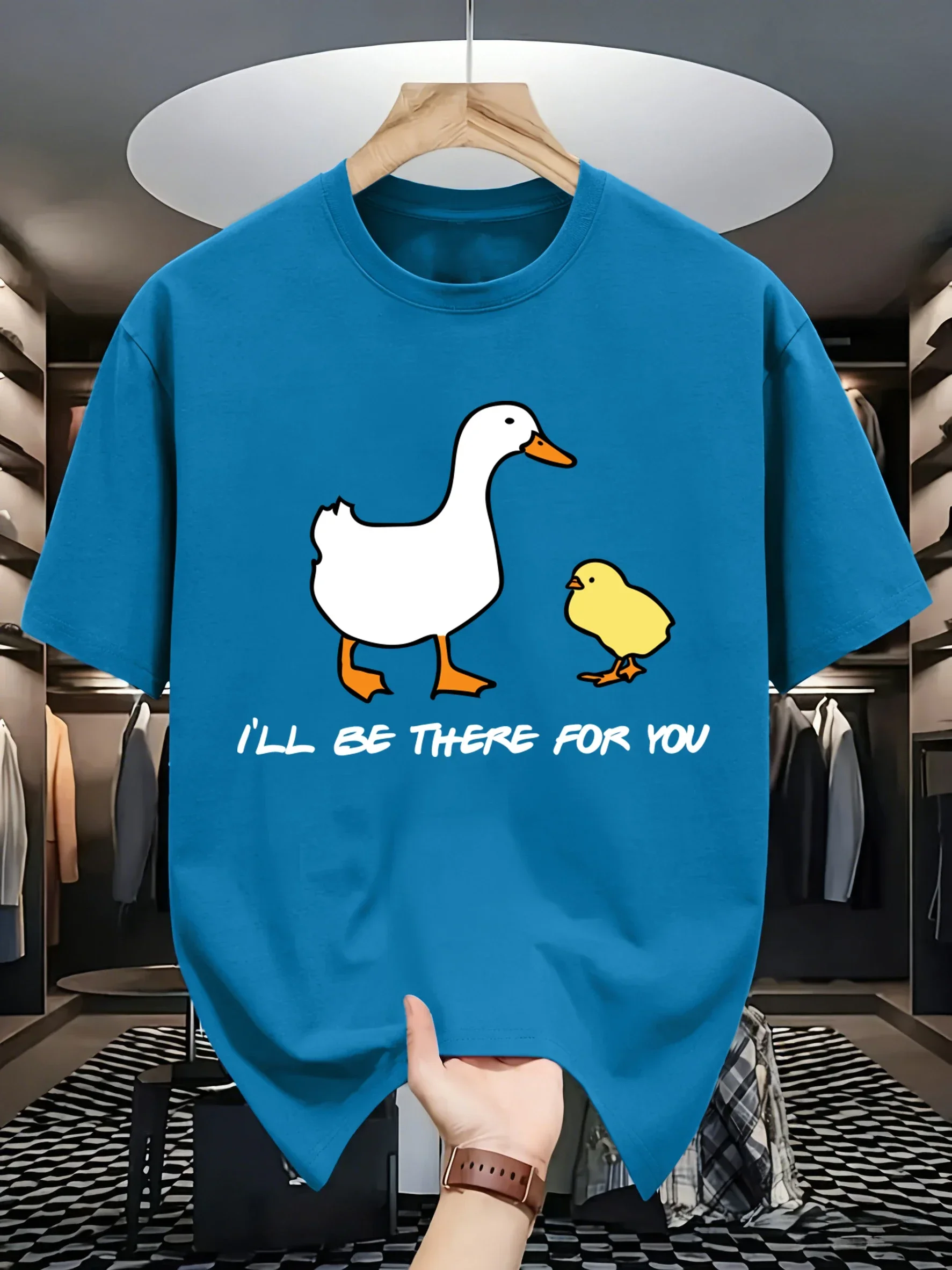 Goose Will Be There For You Printed Man Daily Commute T-Shirt O-Neck Summer T Shirts Hip Hop Loose Clothes Cotton Streetwear