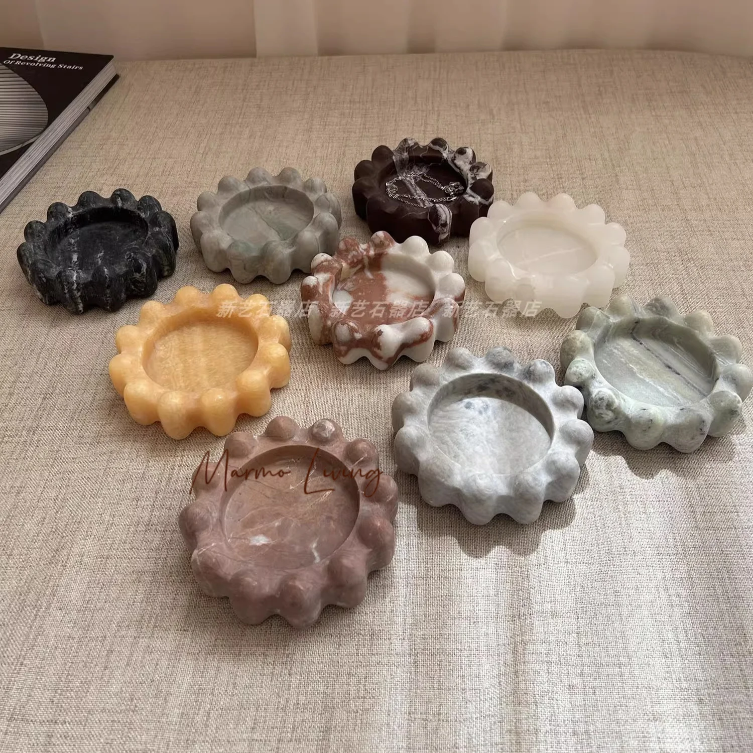 French Marble Bobble Catchall Mid-century Modern Luxury Bedroom Decor Jewelry Tray Unique Shape Desktop Organizer