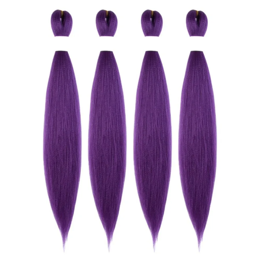 تجديل الشعر قبل امتدت 14 بوصة 4 حزمة وصلات شعر قصيرة لضفائر جدائل شعر صناعية مسبقا الأرجواني الداكن