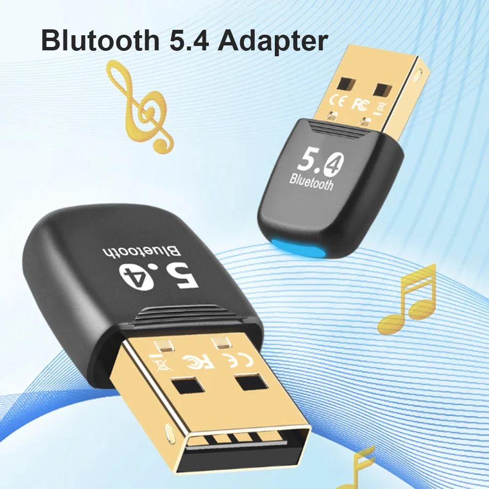 Bluetooth-compatible 5.4 USB Receiver Transmitter Adapter BT Audio Drive free for PC Speaker Wireless Mouse Car Electronics