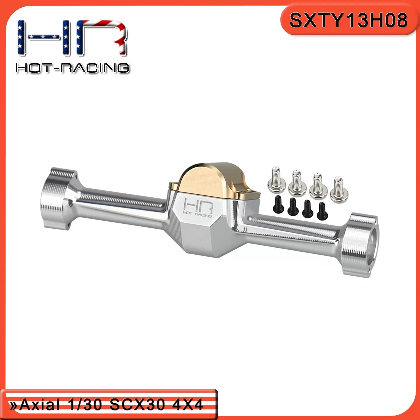 

HR Aluminum Rear Axle with Brass Axle Cover for Axial SCX30 Ford Bronco Wrangler