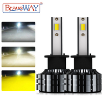 BraveWay Yellow+White LED Headlight/Fog Lights 3000K+4300K+6000K(3 Colors) H1 H3 H4 H8 H11 9005 9006 HB3 HB4 H7 LED Car Bulbs