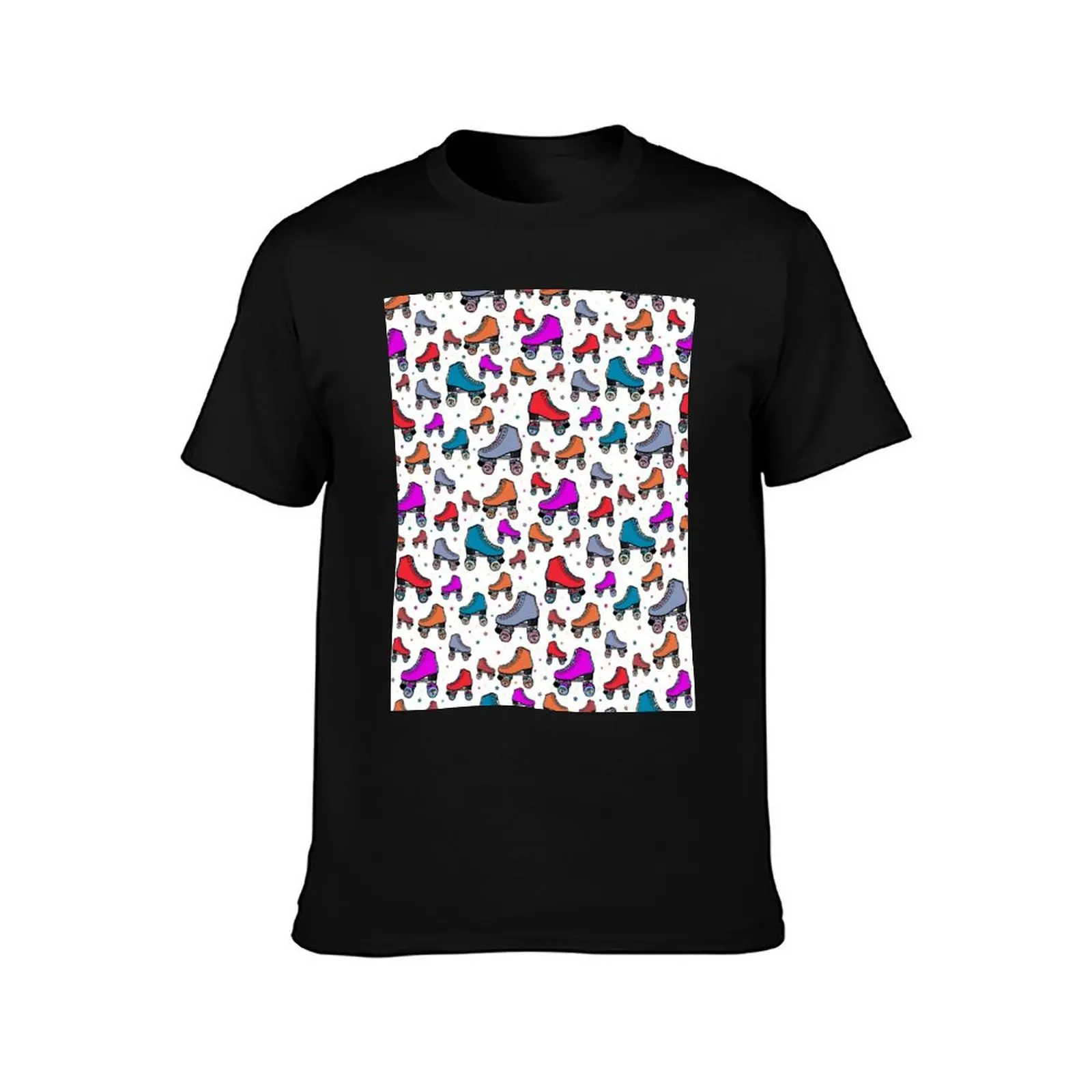 Roller skates 80s pattern T-Shirt Relaxed Casual Short Sleeve Tee T-Shirt