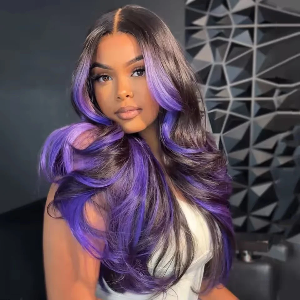

Highlights Violet Purple Wig 13X6 HD Blonde Colored Lace Front Wig Body Wave 13X4 Transparent Lace Frontal Wigs For Black Women
