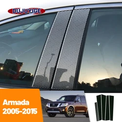 For Nissan Armada TA60 2005-2015 2006 2007 2008 2009 Carbon Fiber Window Door Column Deal B C Pillar Post Cover Trim Sticker