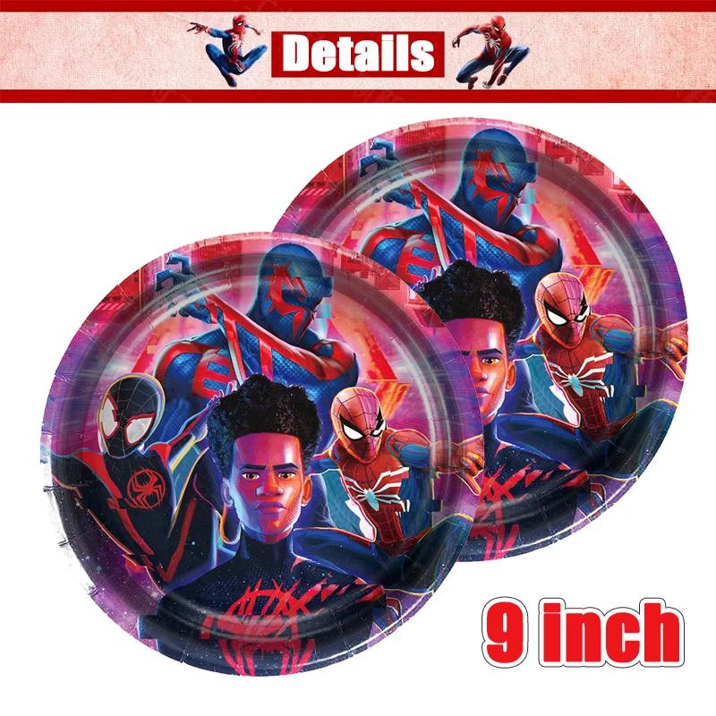 SpiderMan Across the Spider Verse Birthday Party Decorations Miles Foil Balloons Spider Theme Event Supplies Disposable Tablewar