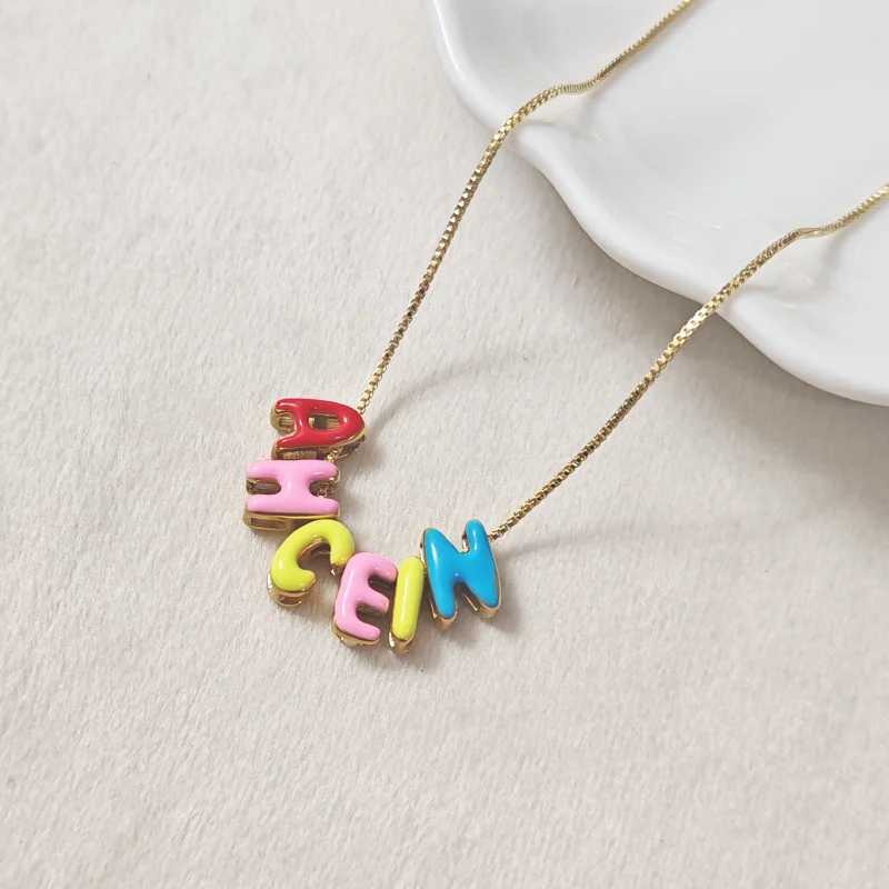 

Индивидуальное цветное именное ожерелье для женщин, персонализированный 3D-кулон с буквами, ювелирный подарок