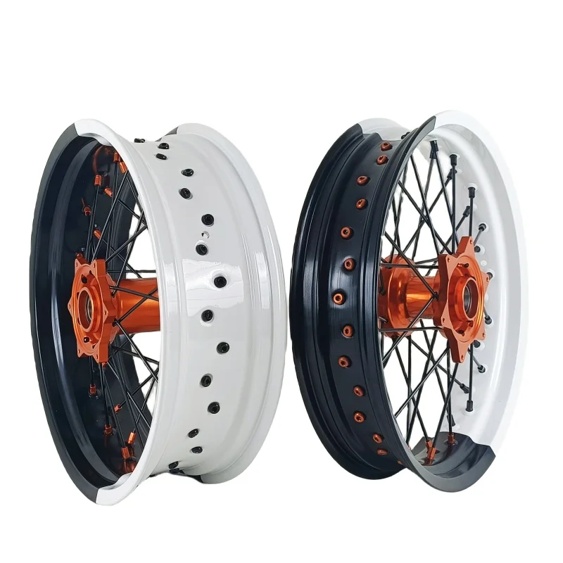 Hot-selling Fit for EXC YZF 16/17 Wheelset White and Black Two-Color Spliced Rims Super Motorcycle Wheels