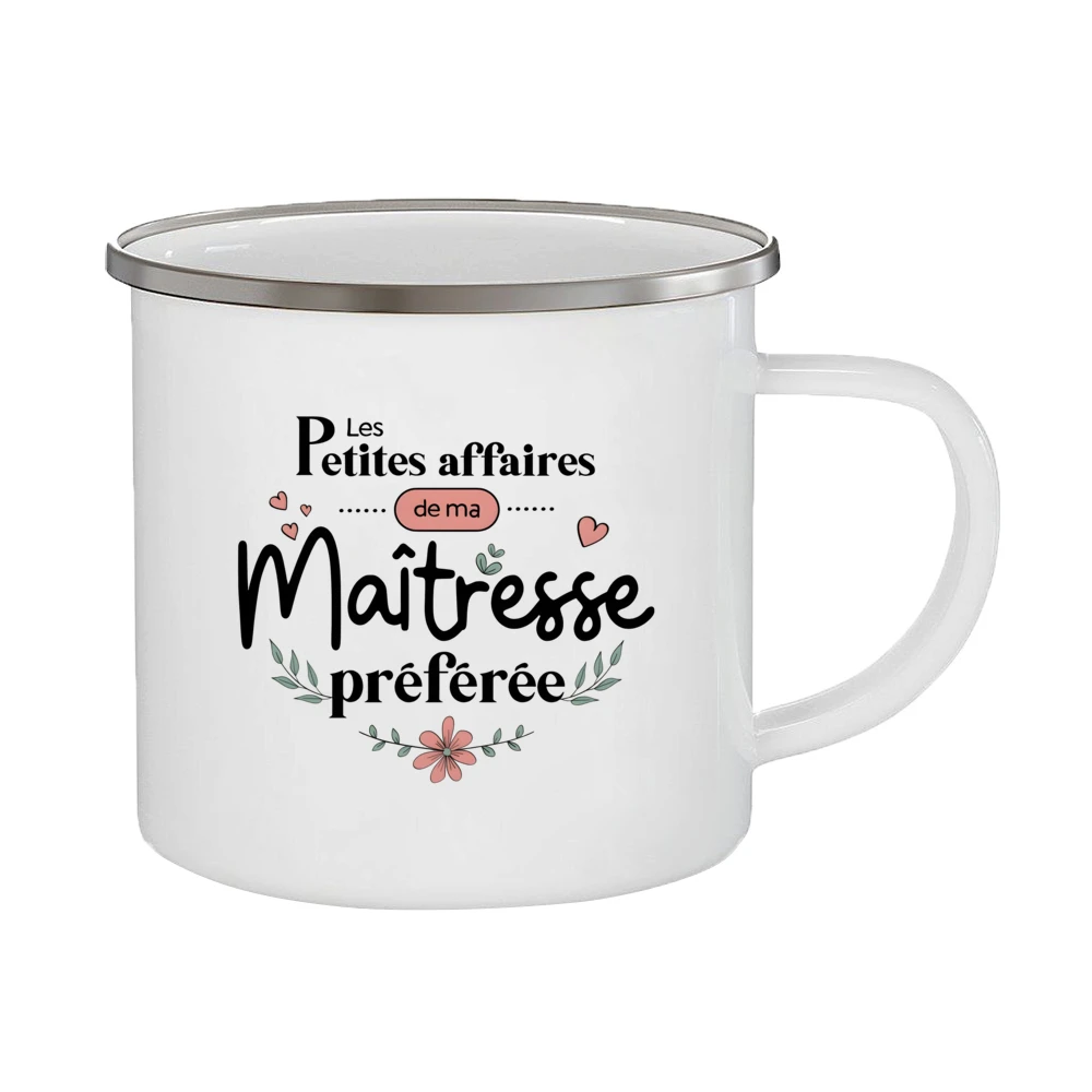 Thank You Mistress Enamel Cups Gift Idea for Teacher Coffee Mug Cup Teacher Appreciation Gift Merci Maîtresse Enamel Cups - view 3