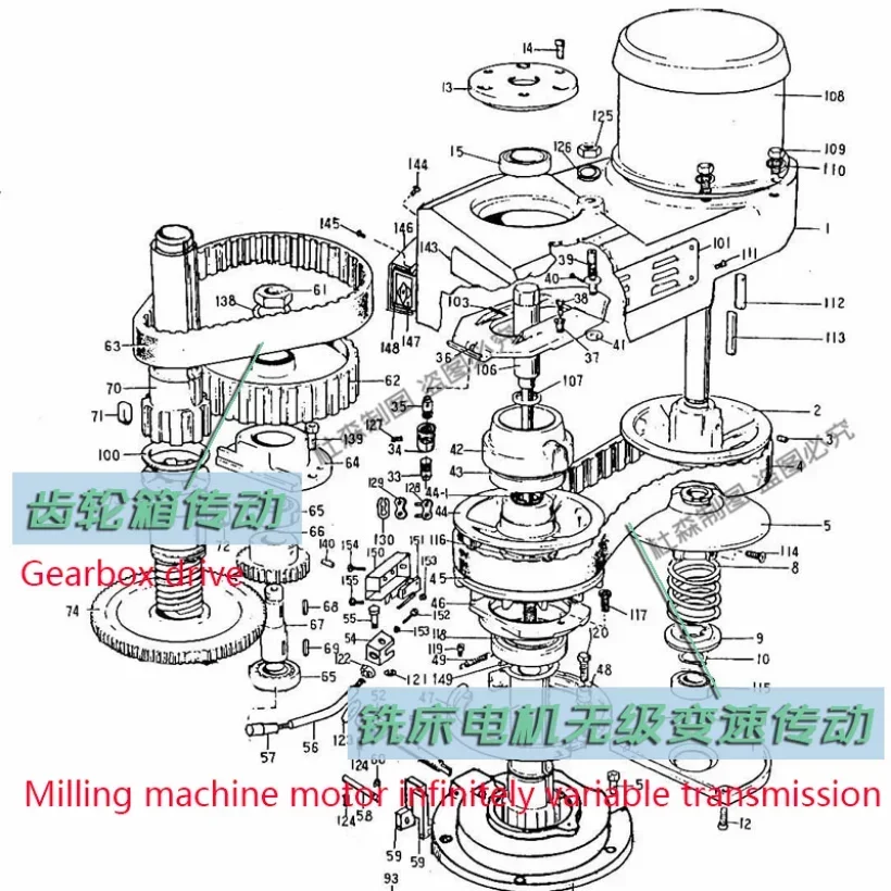 Vari Speed Drive Belt Turret Milling Machine Accessories Stepless Speed Belt, Toothed Belt 875vc3828 900vc3830 38X875