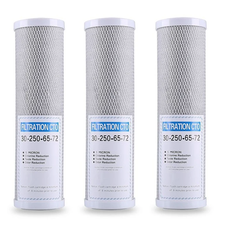 3Pcs Water Filter Activated Carbon Cartridge Filter 10 Inch Cartridge Replacement Purifier CTO Block Carbon Filter