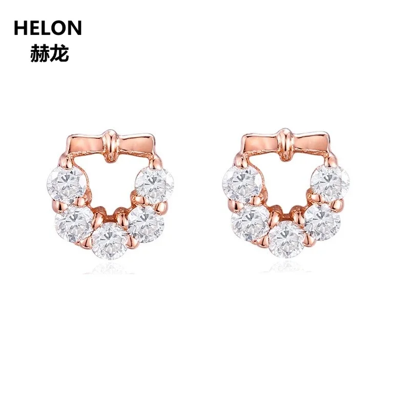 

SOLID 14K ROSE GOLD NATURAL TOPAZ STUD EARRINGS FOR WOMEN PARTY ENGAGEMENT WEDDING FINE JEWELRY EARRINGS TRENDY