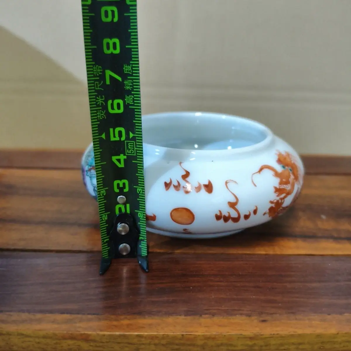 Old Collection Hand Painted Pastel Decorative Bottle Jar Box Double Dragons Chasing Sun Scholar Studio Brush Washer