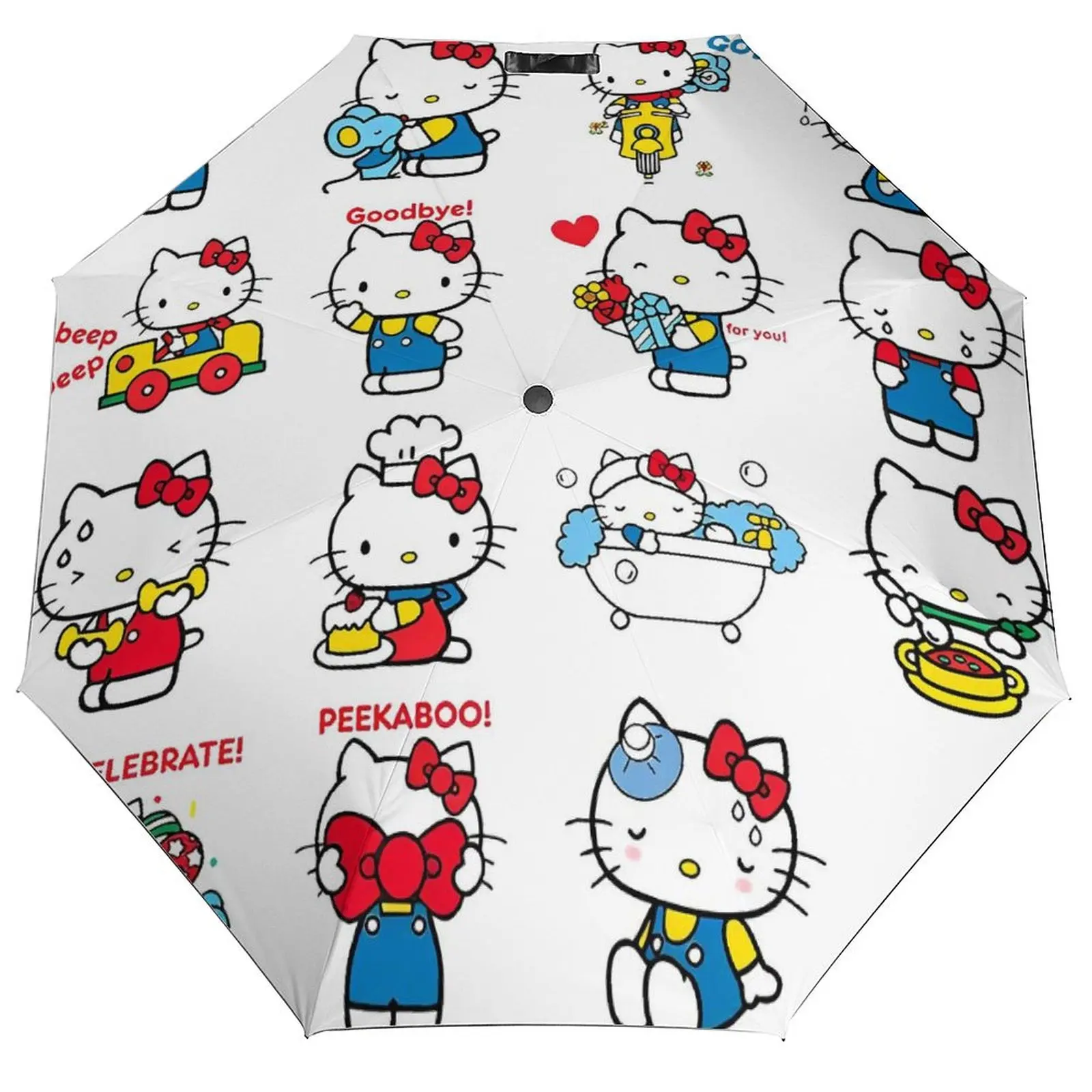 

Japanese Hello Kitty-Cute Cartoon Cat Umbrella 3 Fold Auto Sunshade Umbrella For Men Women Foldable Umbrella