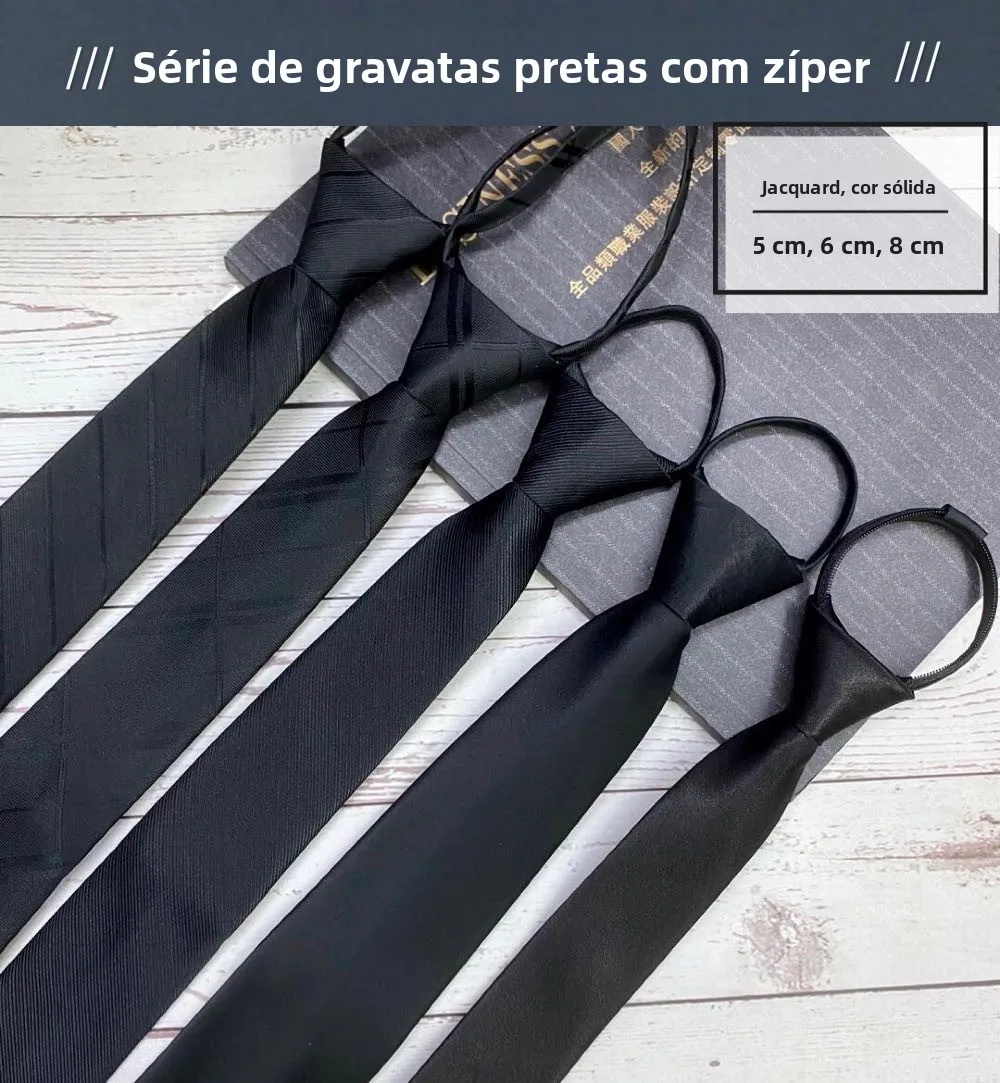 gravata-unissex-preta-lisa-com-ziper-estilo-coreano-padrao-diagonal-para-estudantes-e-profissionais-sem-no-pratica-e-con