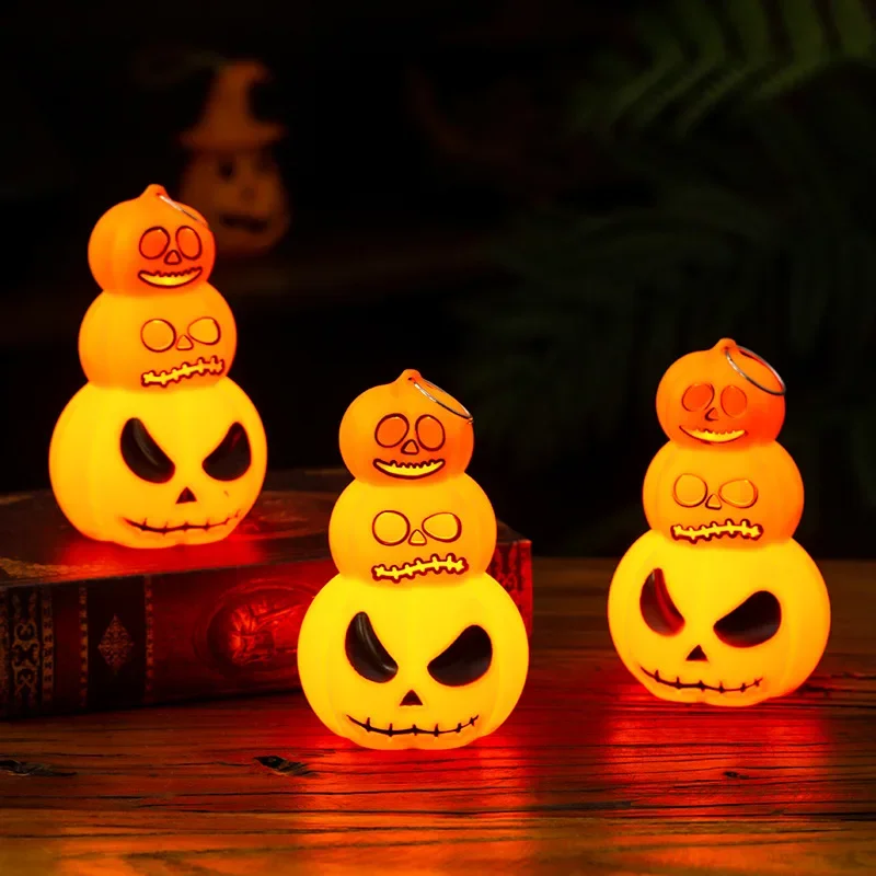 New Halloween Pumpkin Lantern LED Flashing Handheld Pumpkin Pile Ornament Hanging Luminous Decoration Pendant Party Prop