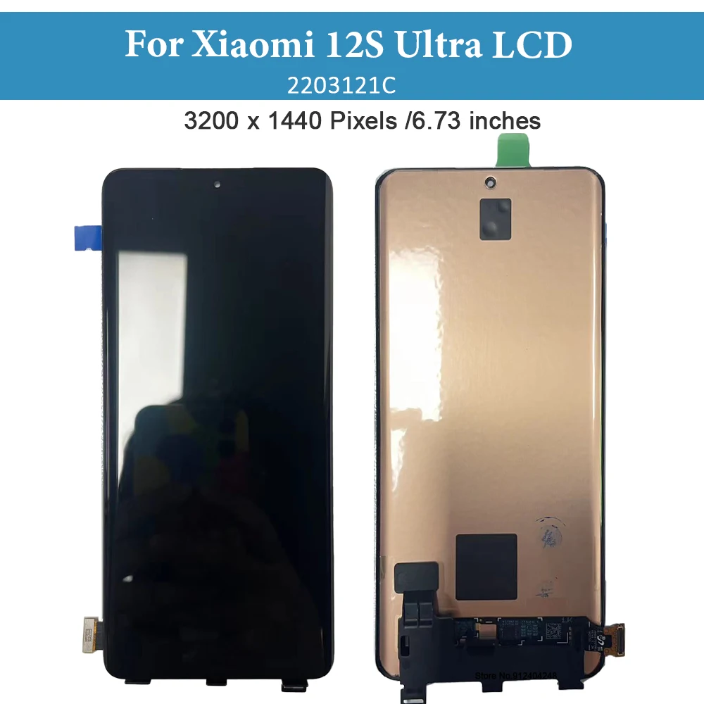 6.73'' AMOLED For Xiaomi 12S Ultra LCD  2203121C Display With Frame Touch Screen Digitizer Assembly Panel replacement Parts