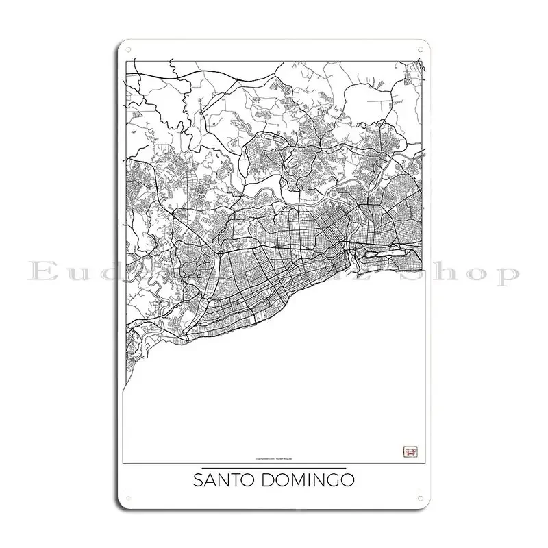 Santo Domingo Map Minimal Metal Plaque Poster Customized Wall Mural Create Retro Home Tin Sign Poster