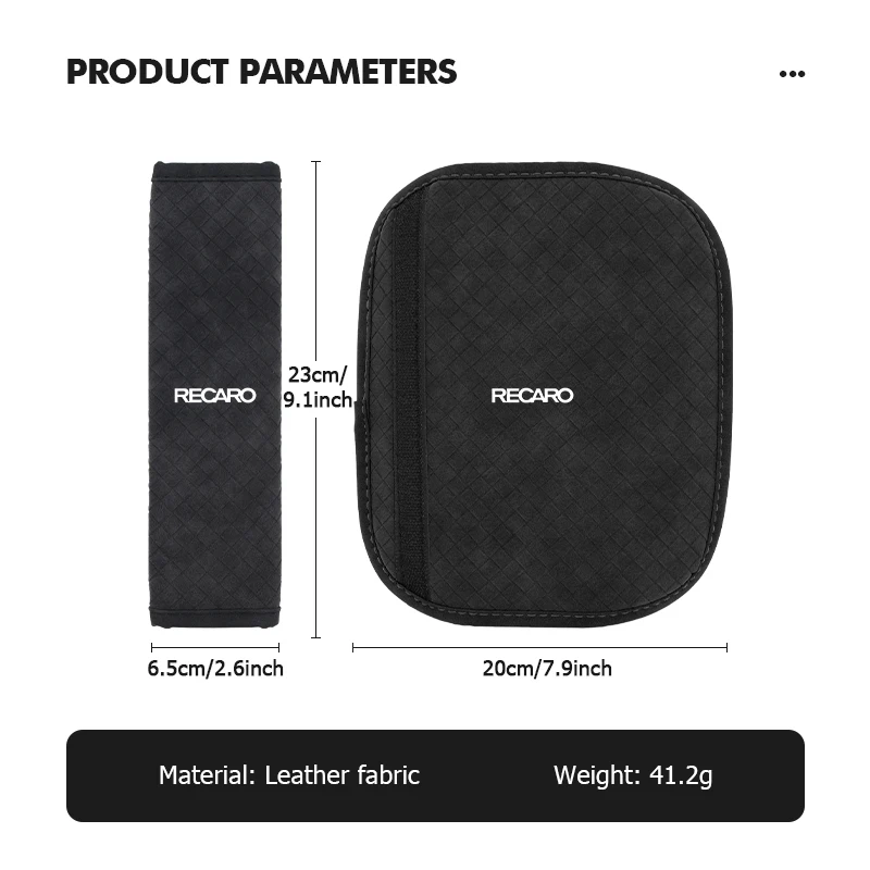 Car Seat Belt Covers Soft Leather Shoulder Pad Backpack Straps For Recaro view 6