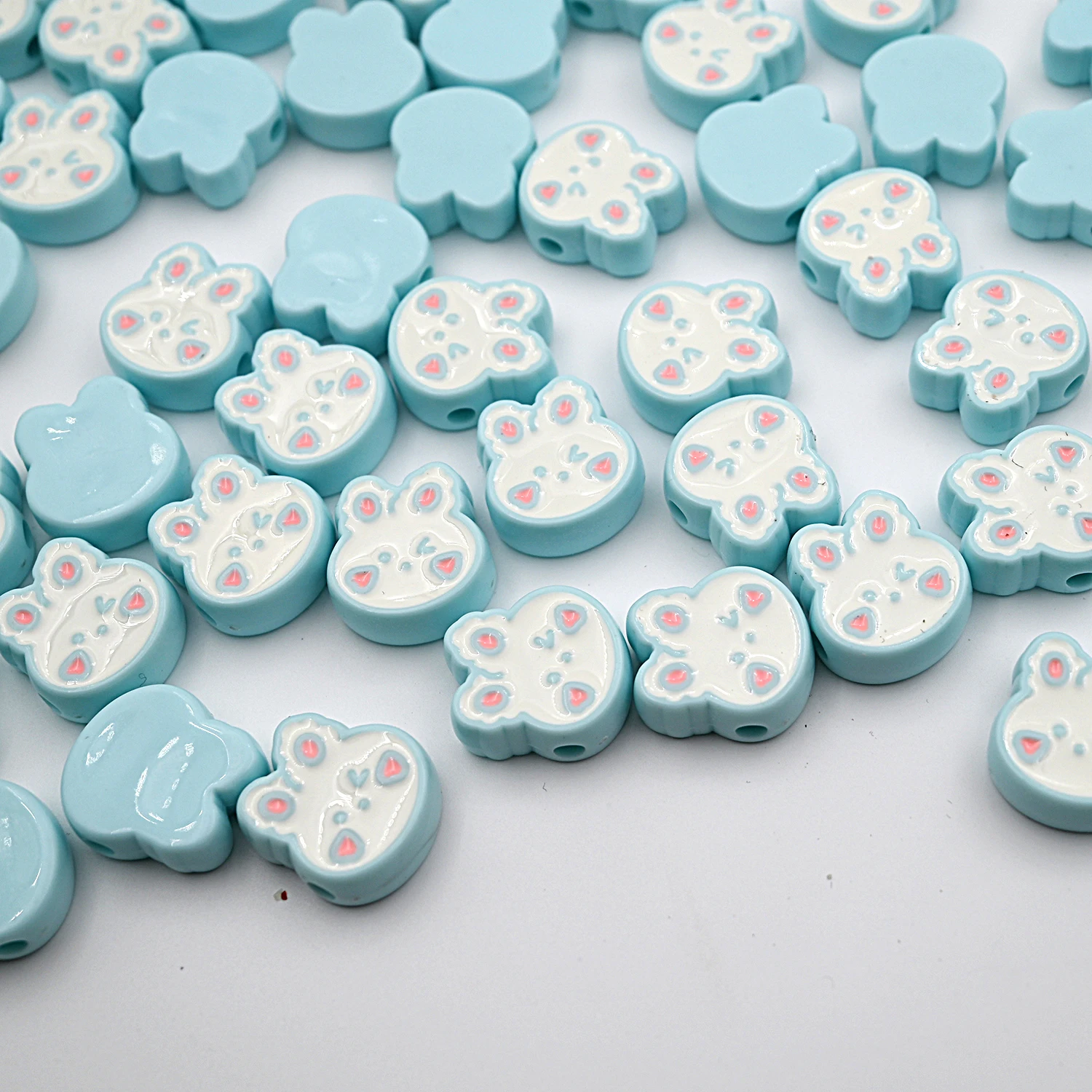 23x21mm Blue White Cute Rabbit Shaped Acrylic Beads Loose Spacer Beads For Jewelry Making Needlework Diy Handmade Accessories