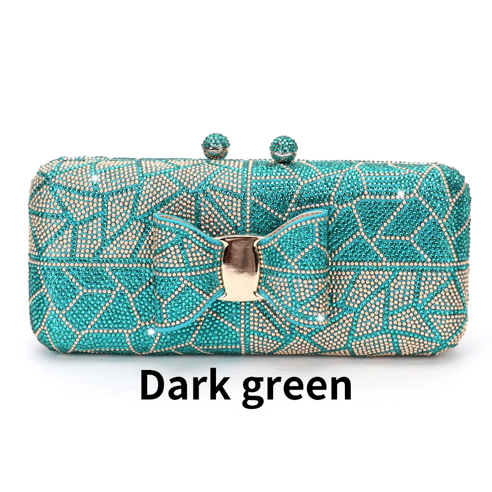 

Diamond-encrusted Dinner Bag Bow-shaped Crystal Hot Diamond Small Square Evening Women's Dress With Clutch Bag Cartera De Fiesta
