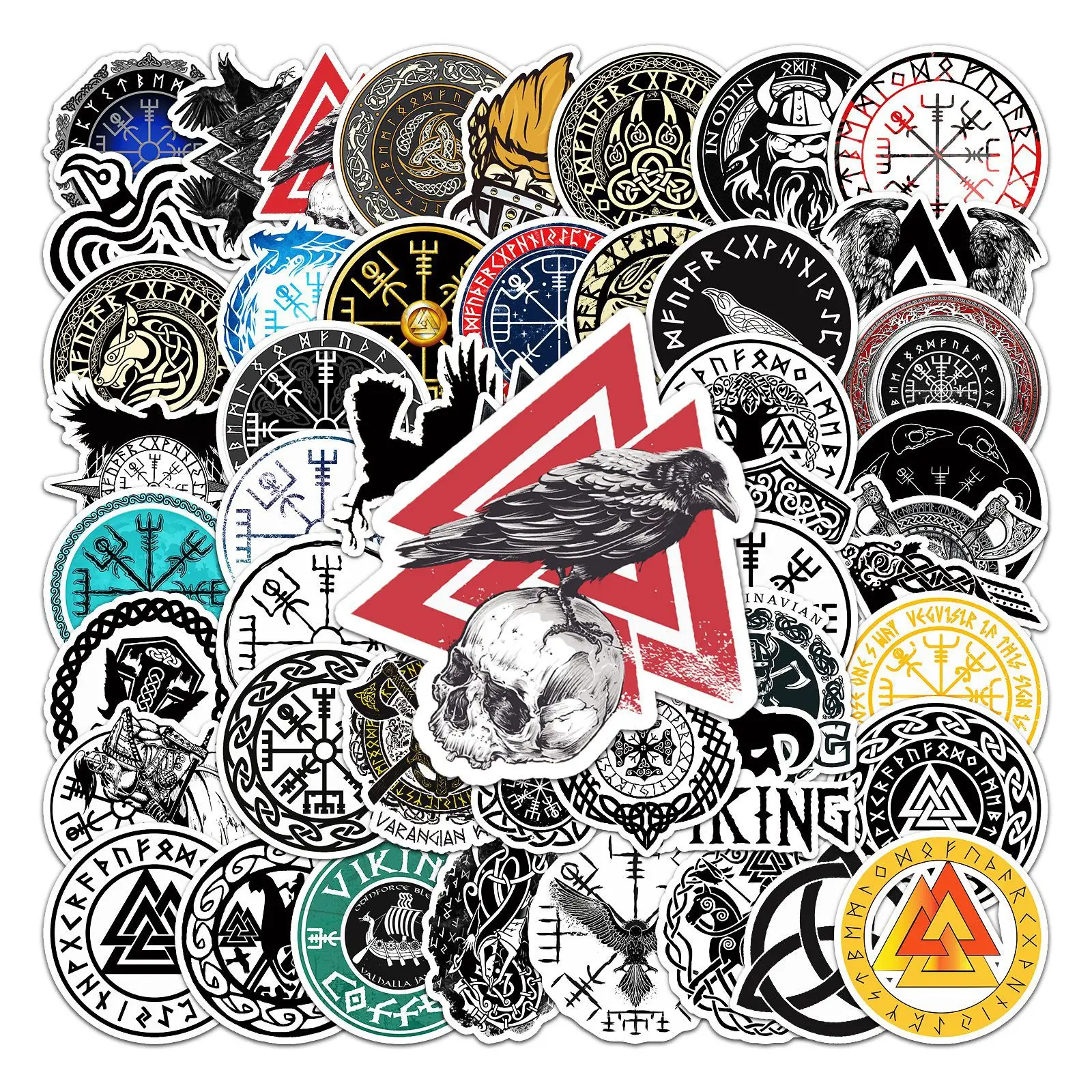 

50Pcs Retro Viking Series Graffiti Stickers Suitable for Laptop Helmets Desktop Decoration DIY Stickers Toys Wholesale