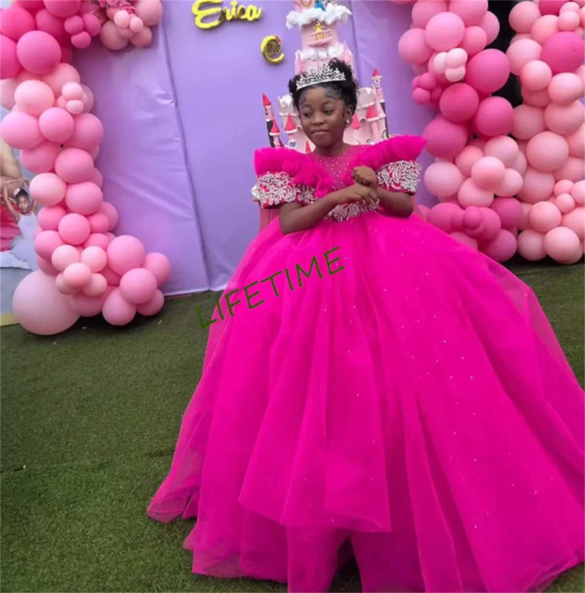 Vestidos de flores para niña para fiesta de boda, vestido de cumpleaños con perlas esponjosas, vestidos de primera comunión para chico de 1 a 14T