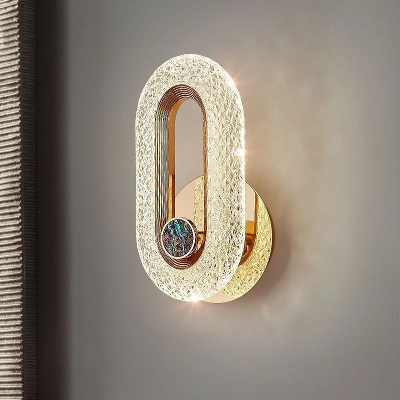 Modern Nordic Luxury Decor Wall Lamp Iron Base Acrylic Lampshade Exquisite Night Sconce Light LED Bedroom Decoration Wall Lustre