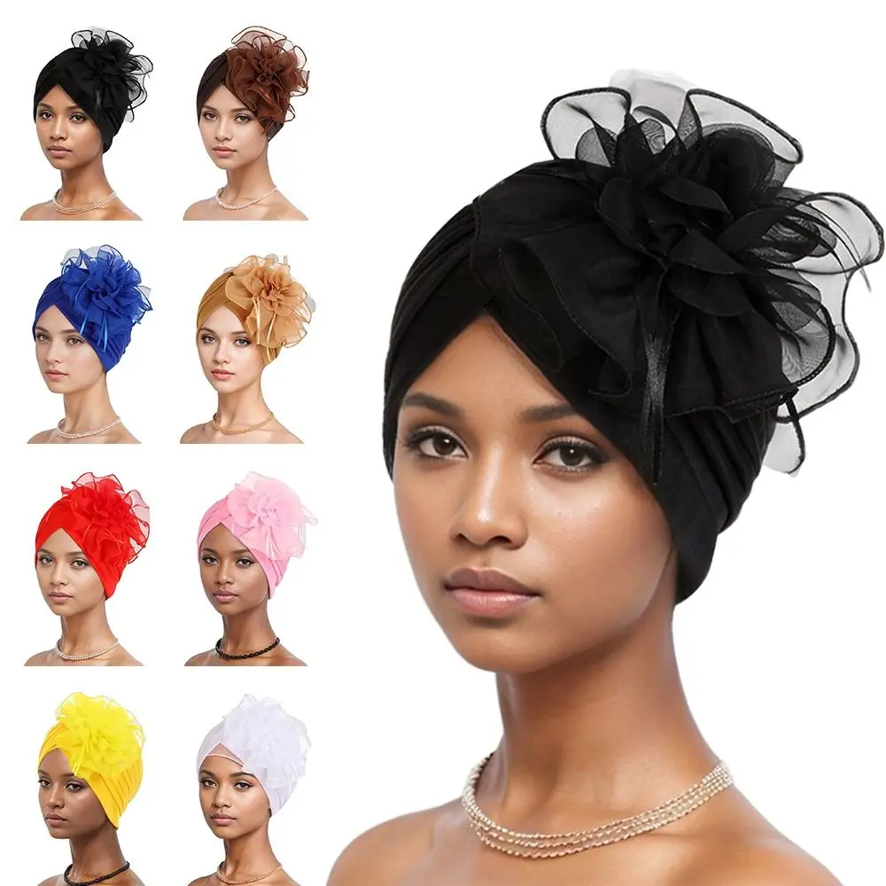 

Exaggerated Party Headpiece Turban Indian Hat Big Flower Party Headwear African Headscarf Headband Head Wrap Party