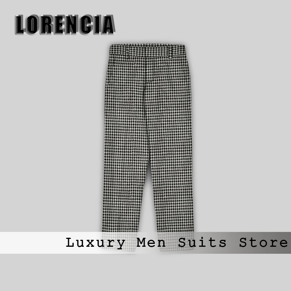 Unique Houndstooth Suits for Men 3 Pieces Single Breasted Evening Party Tuxedos Set Customized Blazer Pants Vest disfraz hombre
