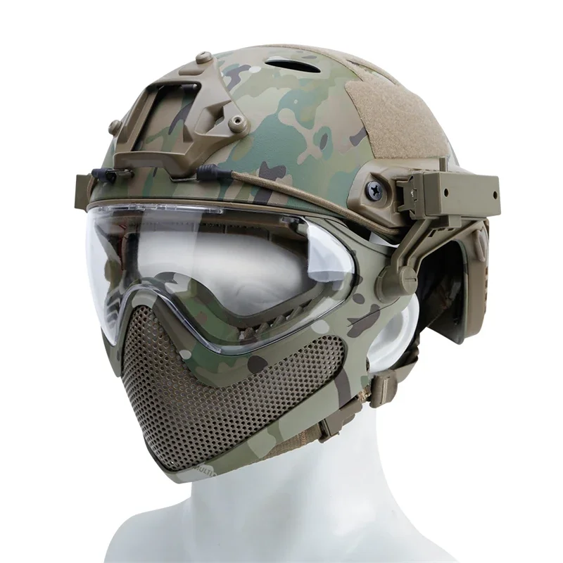 ZXYHFE Tactical Mask Goggles Pilot Sports Safety Helmet Hunting Steel Mesh Protective Paintball CS Wargame Outdoor Accessories