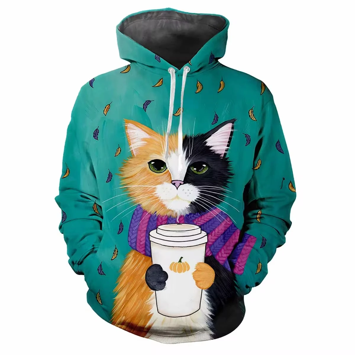 Fun Style Fashion Men's Hoodie 3D Cat Harajuku Cartoon Printed Elegant Y2k Pullover Hoodies Sweatshirt Oversized Clothing