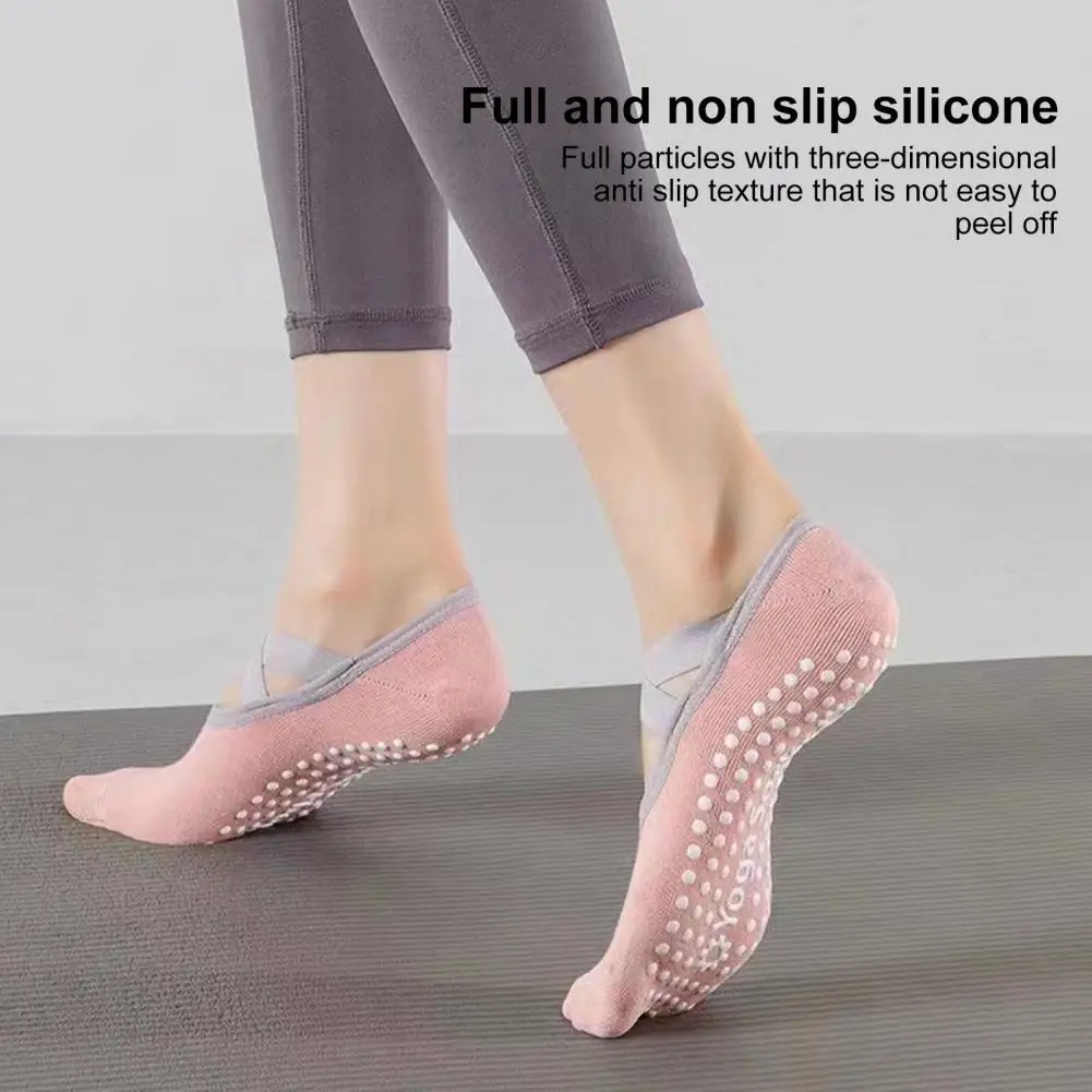 1 Pair Yoga Boat Socks Anti-skid Silicone Grip Bottom Sweat Absorption Adult Home Pilates Socks Dance Practice Socks 요가 양말