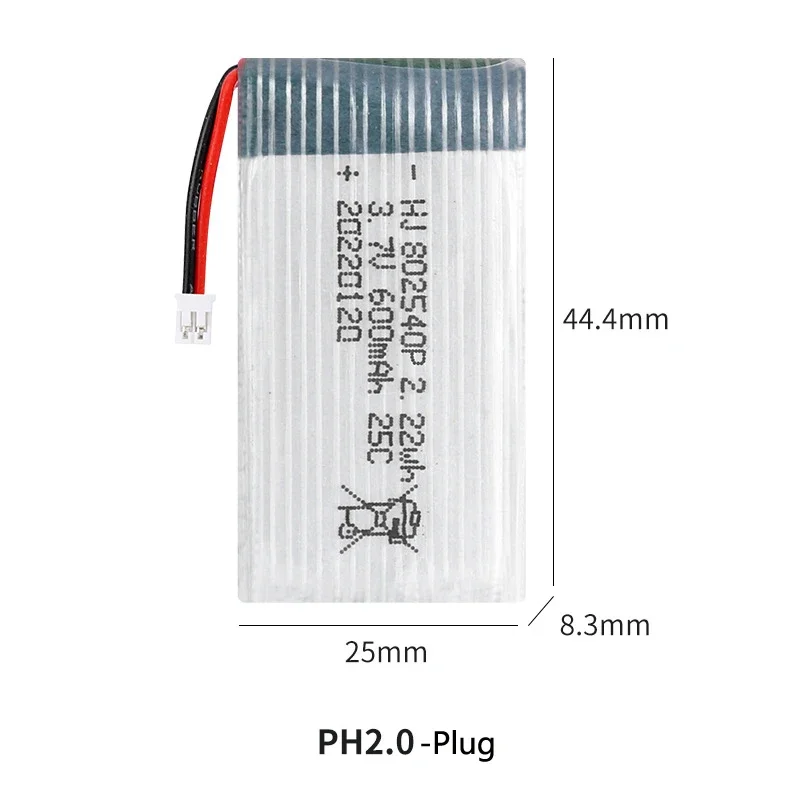 3.7V 600mAh 802540 Li-ion Battery for Unmanned Aerial Vehicle Remote Control aircraft Model Aircraft UAV Airplane Batteries