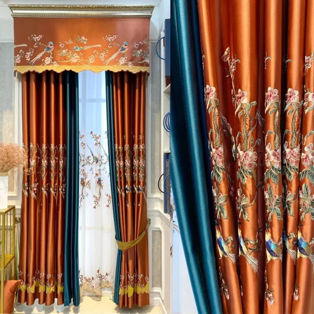 Embroidered Luxury Curtain for Living Room Bedroom Balcony Blackout High-quality Embroidered Tulle Elegant Thickened Chenille