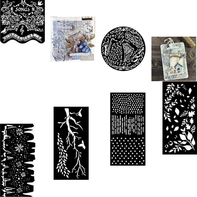 Happiness Dewdrops Patterns Branches Metal Cutting Dies Slimline Essentials Scrap Booking Card Stencil Cut Die for DIY Handmade