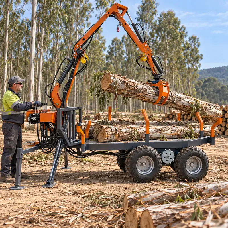 3 Ton Reliable Forestry Grapple Crane Built for Timber Loading Work Customized with Hydraulic Control Timber Grapple Trailer