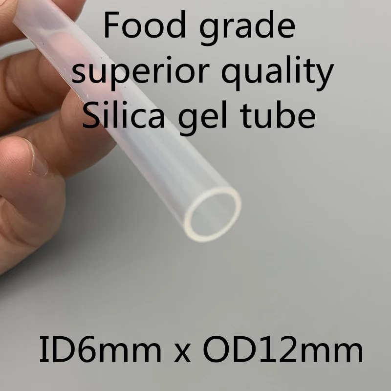 

Silicone Tubing ID 6mm OD 12mm Food Grade Flexible Drink Tubing Pipe Temperature Resistance Nontoxic Transparent