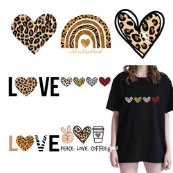 Cute Love Letter And Leopard Heart Heat Transfer Sticker Fashion Diyprint Iron-On Transfer For T-Shirts Washable Applique Decor