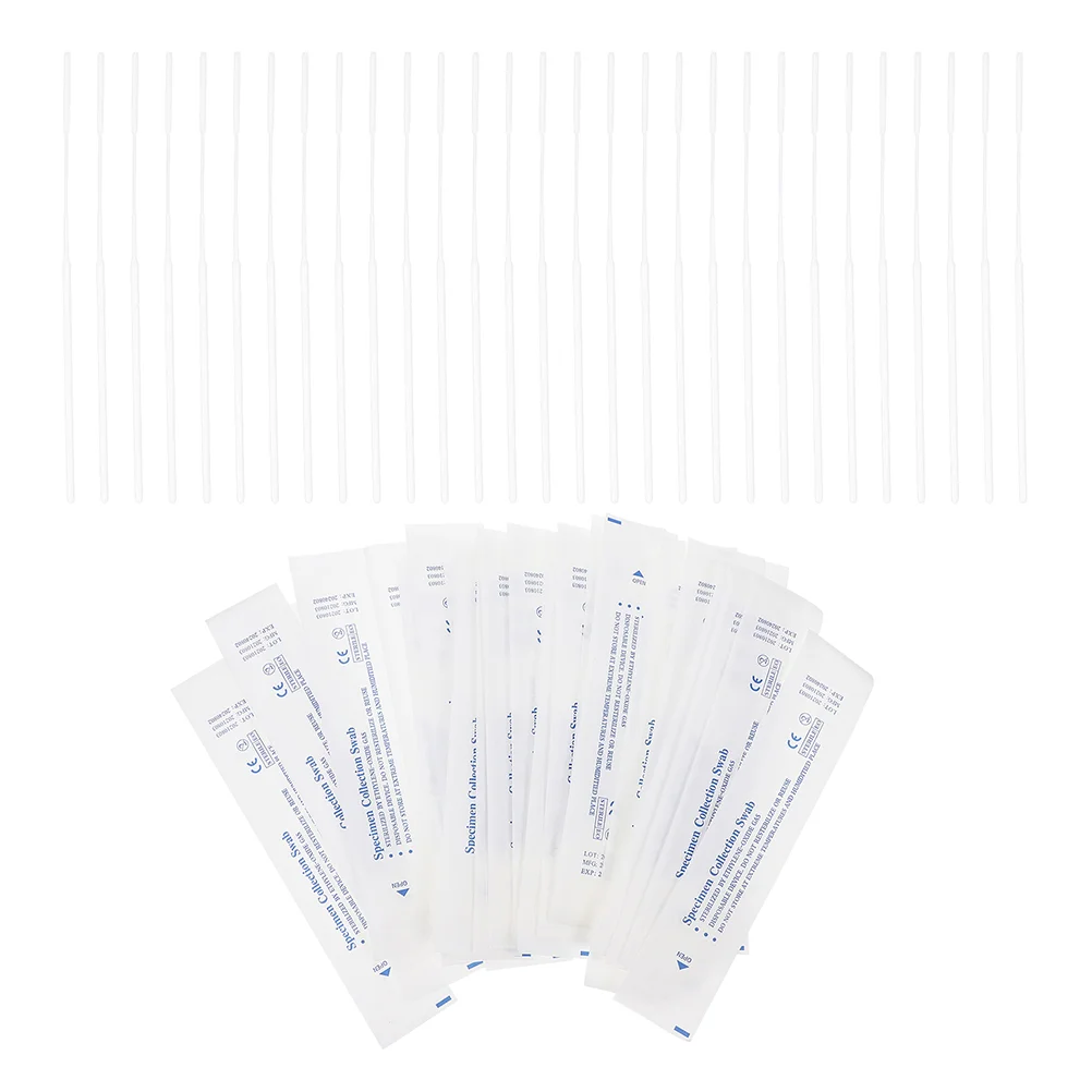 200 Pcs Nasal Swab Specimen Collection Swabs Sampling Sample Major Professional Pharynx Flocking White