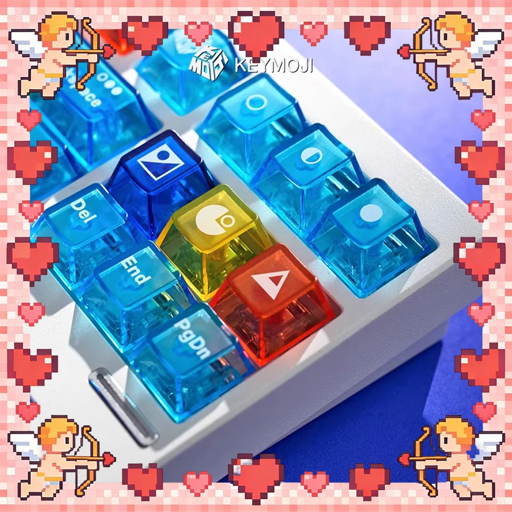 KEYMOJI Mondriaan Original Factory Height PC Keycaps Transparent PBT Thermal Sublimation Ev63 Keyboard Keycaps For PC Accessorie