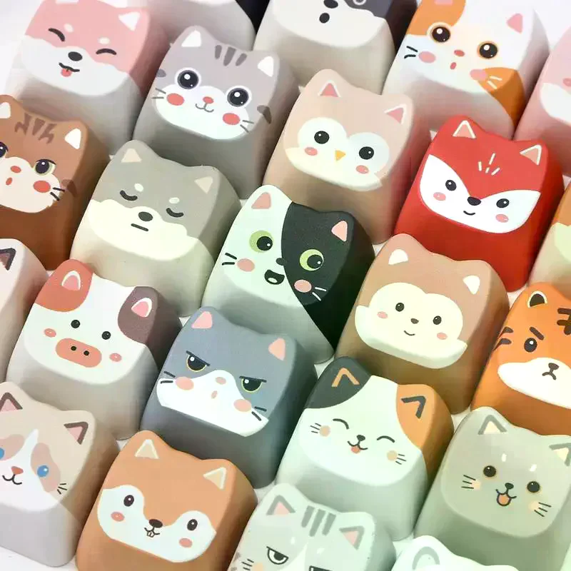 5/10PCS Cute Kawaii Animal Keycaps Adorable Cartoon Design Comfortable Touch For Mechanical Keyboard Custom Desktop Decor