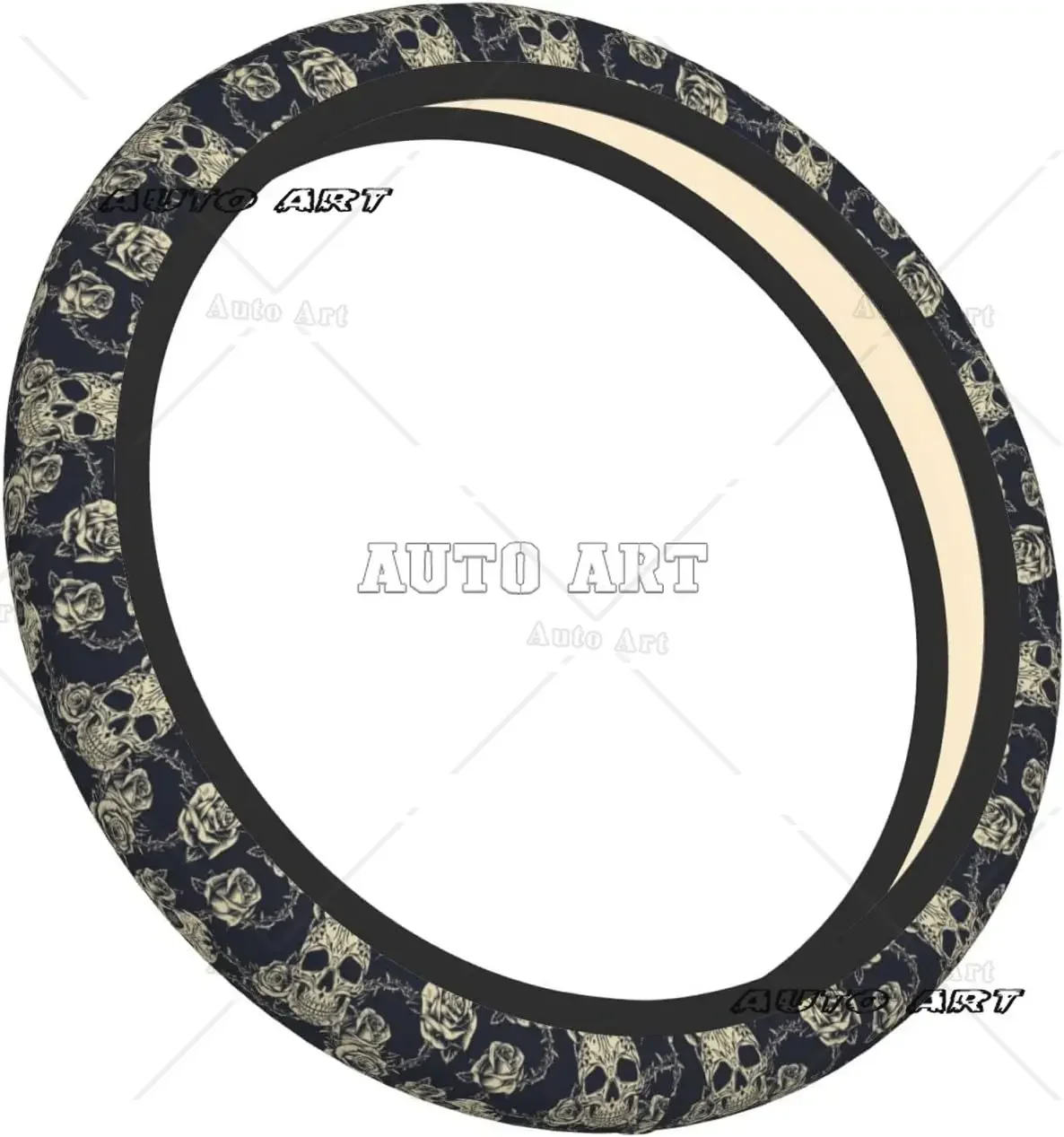 Cute Steering Wheel Cover Universal 15 Inch Car Accessories Protector for Women Men Vintage Tattoo Skull and Roses